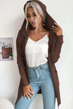 Ribbed Open Front Hooded Cardigan with Pockets - Trendsi - Flyclothing LLC