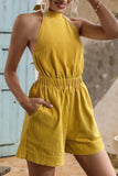 Halter Neck Tie Back Romper - Trendsi - Flyclothing LLC