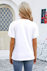 Round Neck Petal Sleeve T-Shirt - Trendsi - Flyclothing LLC