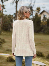 Ribbed Round Neck Long Sleeve Tee - Trendsi - Flyclothing LLC