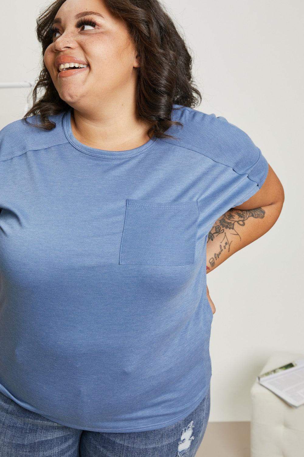 Sew In Love Stay and Chat Love Full Size Pocket Tee - Trendsi - Flyclothing LLC