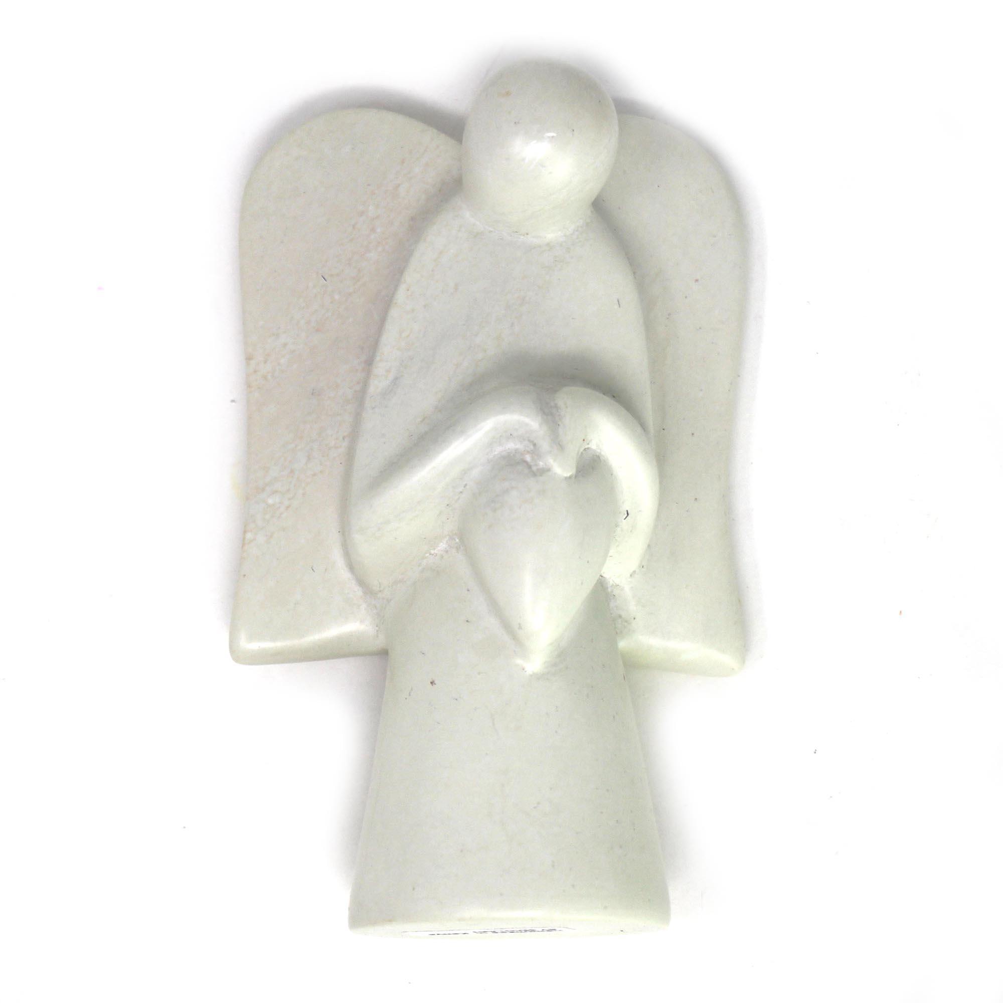 Angel Soapstone Sculpture Holding Heart - SMOLArt