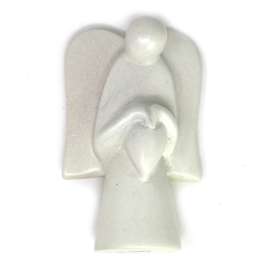Angel Soapstone Sculpture Holding Heart - SMOLArt