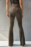 Ribbed High Waist Flare Pants - Trendsi - Flyclothing LLC