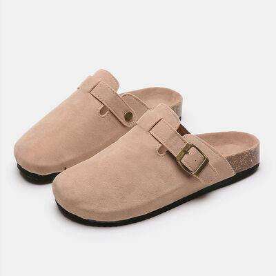 Suede Closed Toe Buckle Slide - Trendsi - Flyclothing LLC