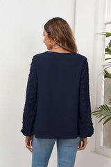 Swiss Dot Balloon Sleeve Blouse - Trendsi - Flyclothing LLC