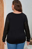 Plus Size Sequin Round Neck Long Sleeve Top - Trendsi - Flyclothing LLC