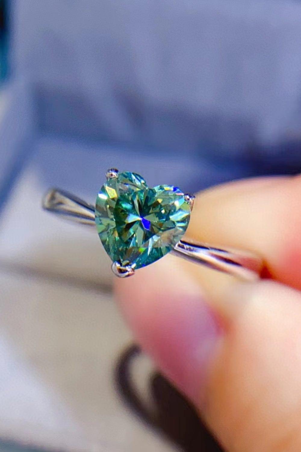 1 Carat Moissanite Heart 925 Sterling Silver Ring - Trendsi