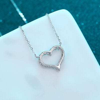 Moissanite 925 Sterling Silver Heart Shape Necklace - Trendsi - Flyclothing LLC