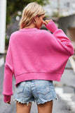 Round Neck Drop Shoulder Long Sleeve Sweater - Trendsi