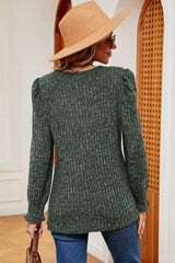 Square Neck Flounce Sleeve T-Shirt - Trendsi - Flyclothing LLC