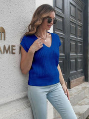 Cable-knit V-Neck Sweater Vest - Trendsi