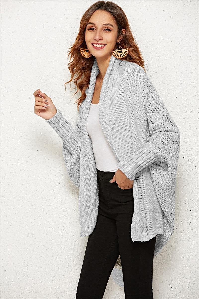 Open Front Dolman Sleeve Longline Cardigan - Trendsi
