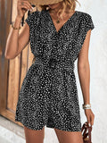 Animal Print Belted Romper - Trendsi