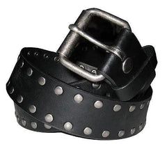 Black Leather Rivet Belt - Flyclothing LLC