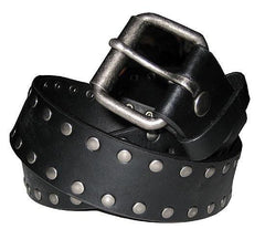 Black Leather Rivet Belt - Flyclothing LLC