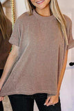 Textured Round Neck Short Sleeve T-Shirt - Trendsi - Flyclothing LLC