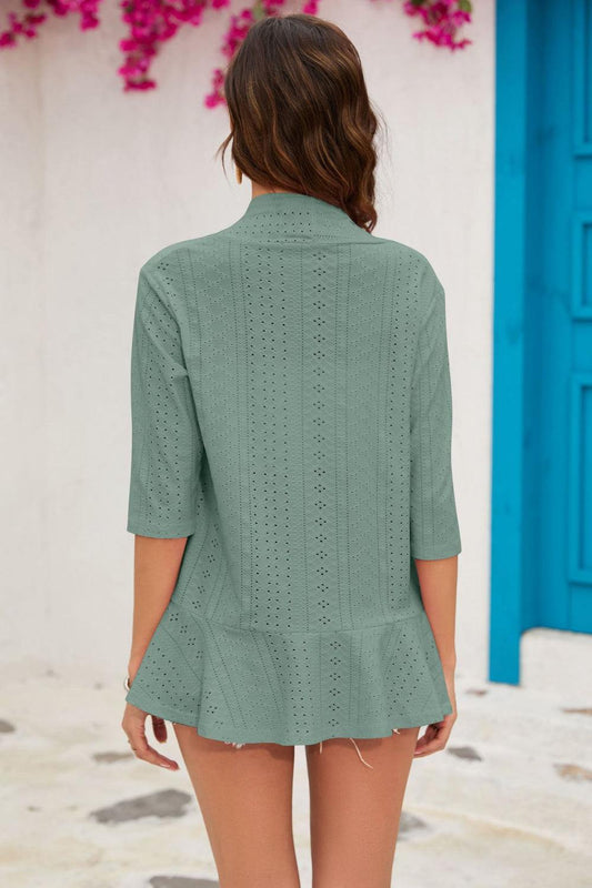 Half Sleeve Open Front Cardigan - Trendsi