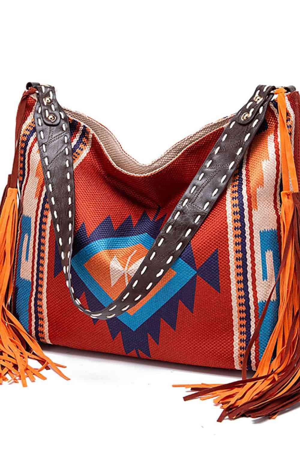 Geometric Canvas Tote Bag - Trendsi