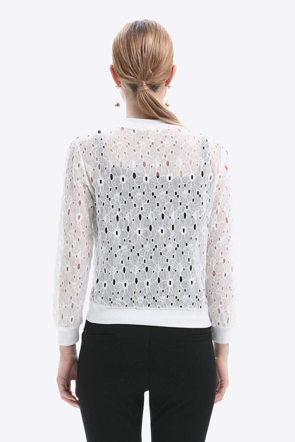 Openwork Zip Up Jacket - Trendsi - Flyclothing LLC