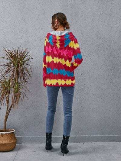 Contrast Quarter Zip Dropped Shoulder Hoodie - Trendsi - Flyclothing LLC