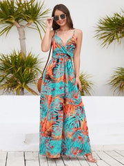 Printed Surplice Spaghetti Strap Dress - Trendsi