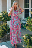 Multicolored V-Neck Maxi Dress - Trendsi