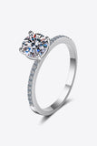 1 Carat Moissanite Rhodium-Plated Side Stone Ring - Trendsi