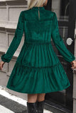 Smocked Balloon Sleeve Frill Trim Tiered Dress - Trendsi