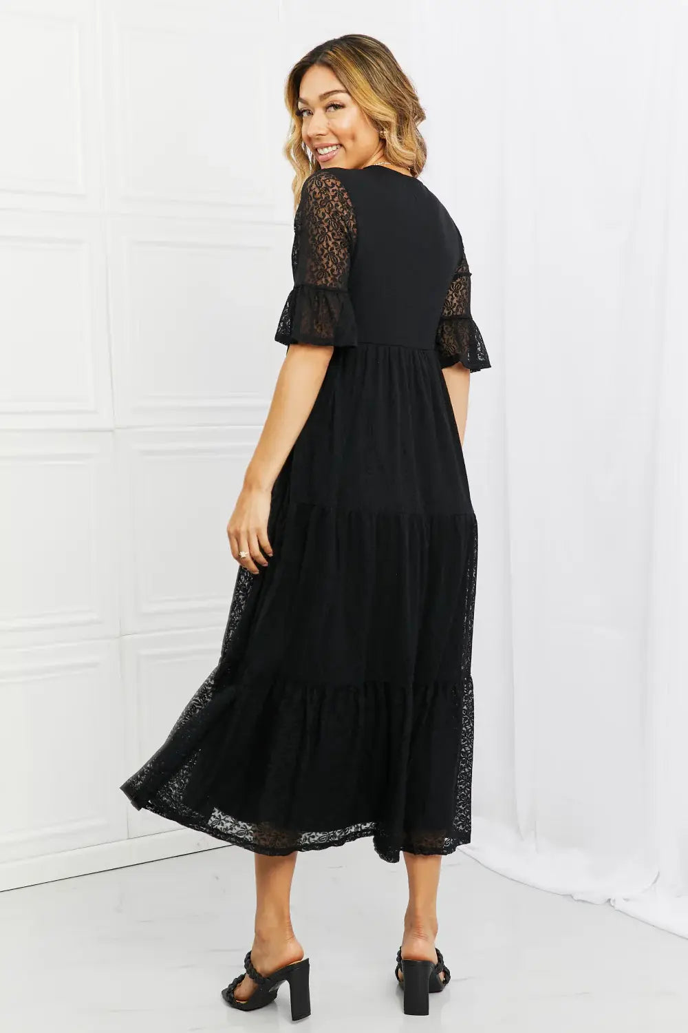 P & Rose Lovely Lace Full Size Tiered Dress - Trendsi - Flyclothing LLC
