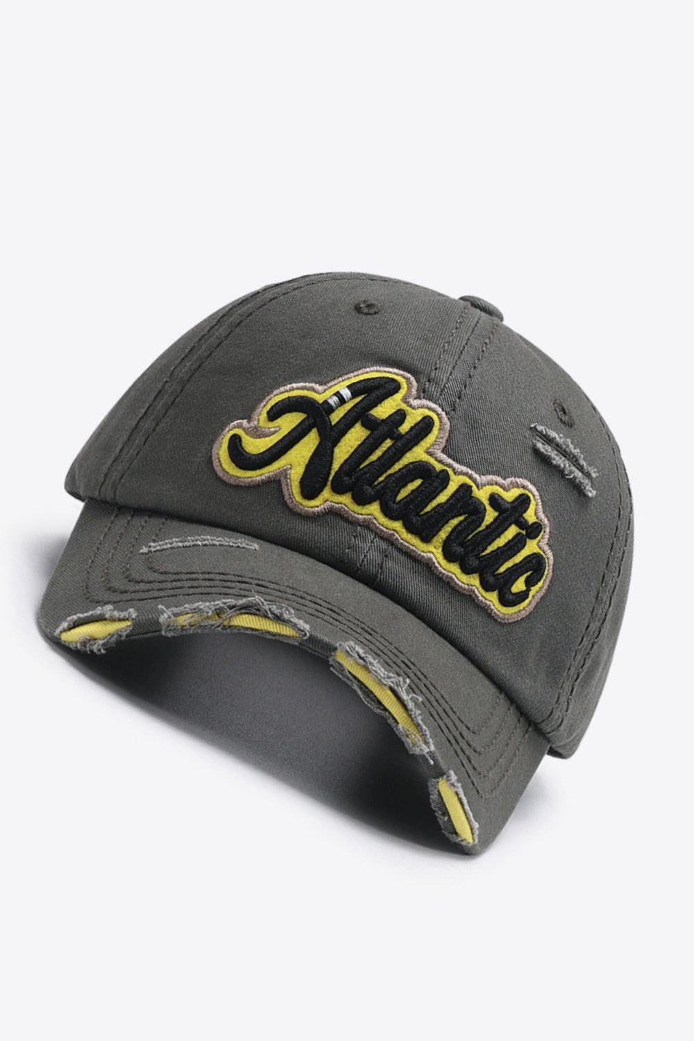 ATLANTIC Graphic Distressed Baseball Cap - Trendsi