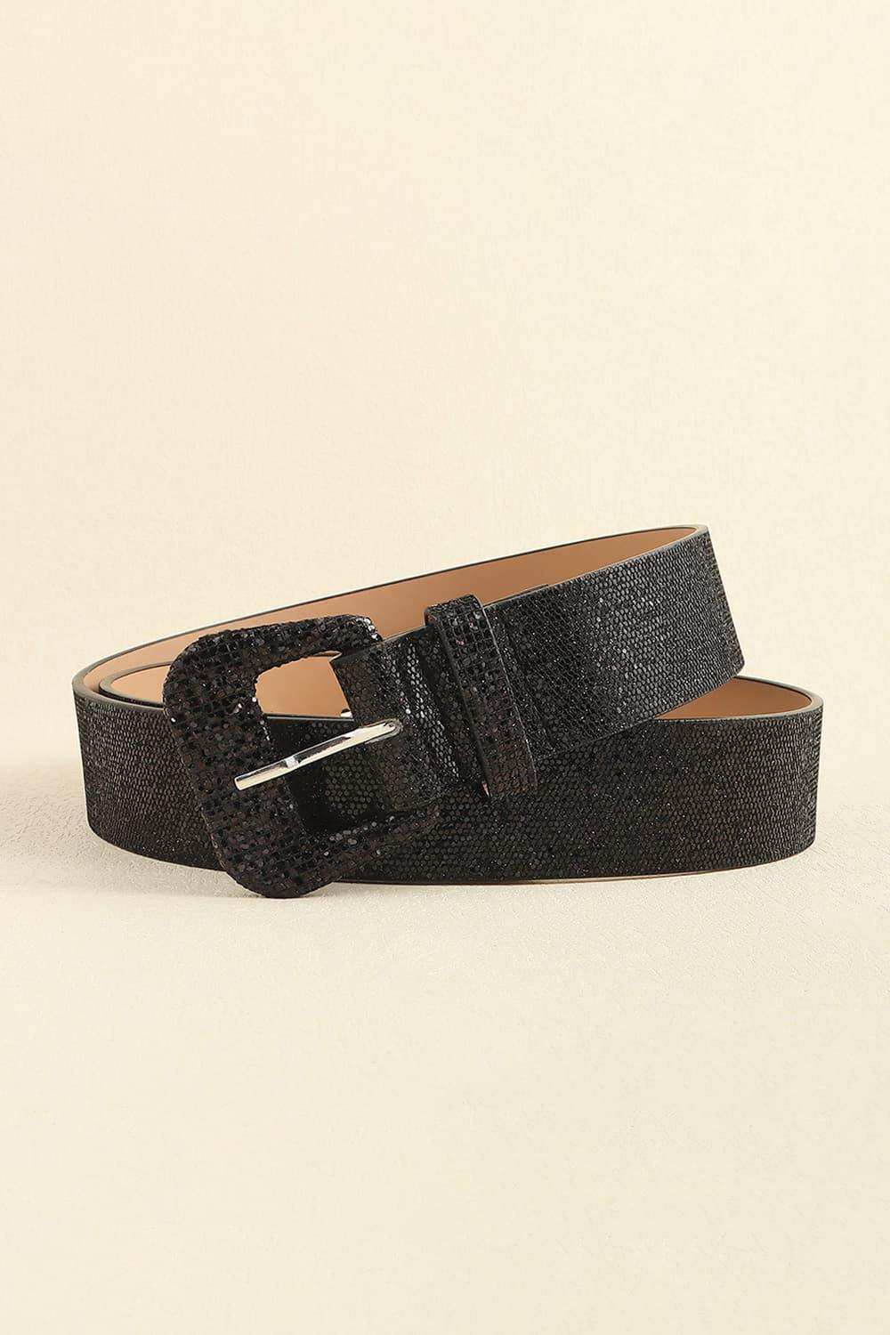 Glitter PU Leather Belt - Trendsi - Flyclothing LLC
