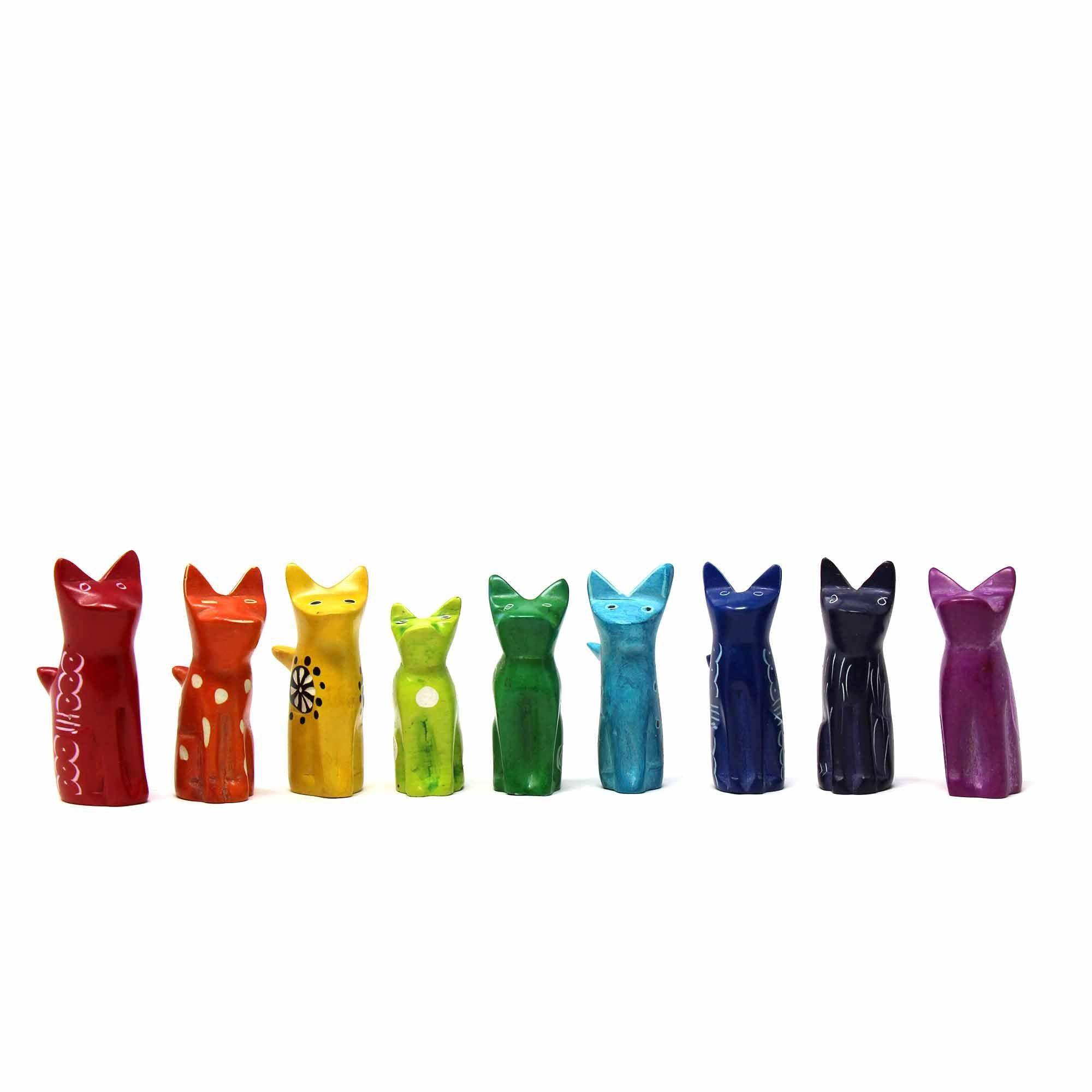 Soapstone Tiny Sitting Cats - Assorted Pack of 5 Colors - SMOLArt - Flyclothing LLC