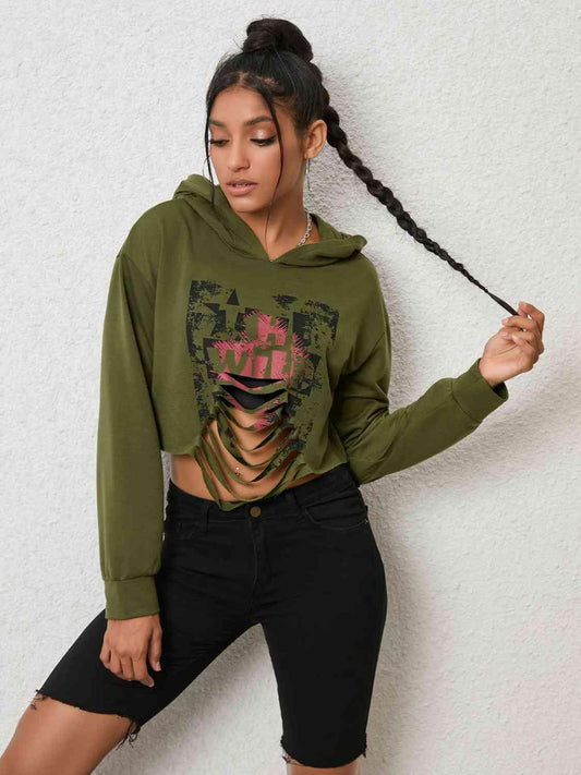 Cutout Long Sleeve Hoodie - Trendsi