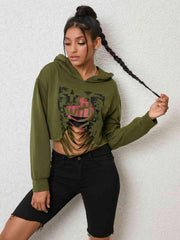 Cutout Long Sleeve Hoodie - Trendsi