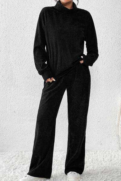 Ribbed Long Sleeve Top and Pants Set - Trendsi - Flyclothing LLC