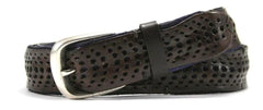 Bill Lavin Soft Italian Brown/Indigo Leather Belt - Leather Island Belts