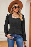 Square Neck Flounce Sleeve T-Shirt - Trendsi - Flyclothing LLC