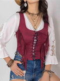 Fringe Lace-Up Vest - Trendsi - Flyclothing LLC