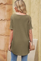 V-Neck Dropped Shoulder Tunic Top - Trendsi - Flyclothing LLC
