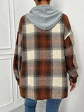 Plaid Drawstring Hooded Jacket - Trendsi - Flyclothing LLC