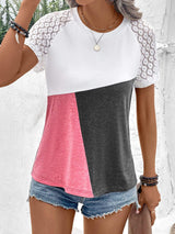 Color Block Raglan Sleeve Round Neck Tee - Trendsi - Flyclothing LLC
