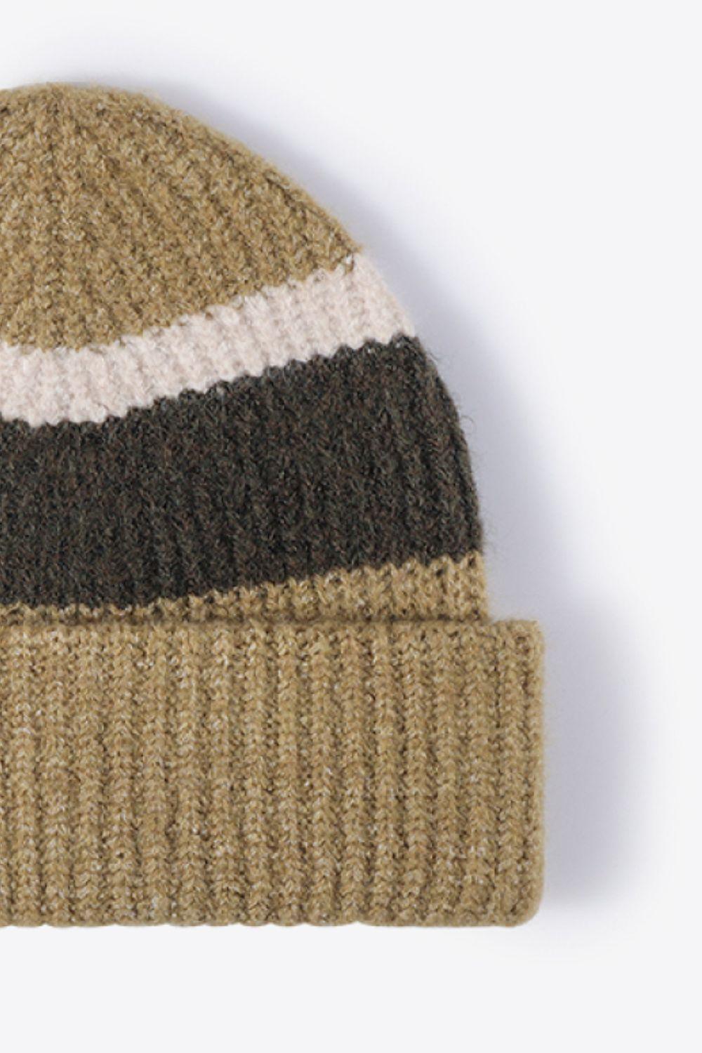 Tricolor Cuffed Knit Beanie - Flyclothing LLC