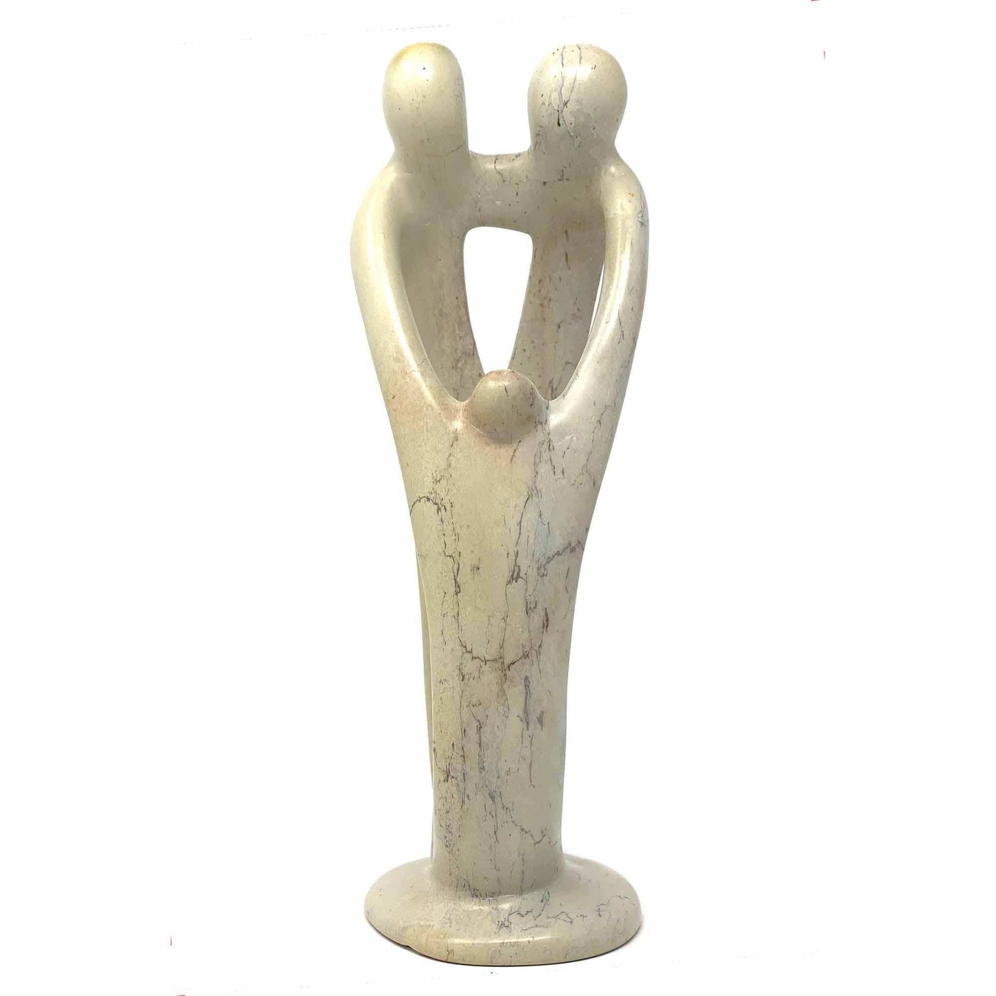 Natural 10-inch Tall Soapstone Family Sculpture - 2 Parents 1 Child - Smolart - Smolart - Flyclothing LLC