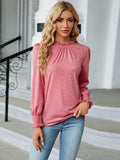 Round Neck Flounce Sleeve Blouse - Trendsi