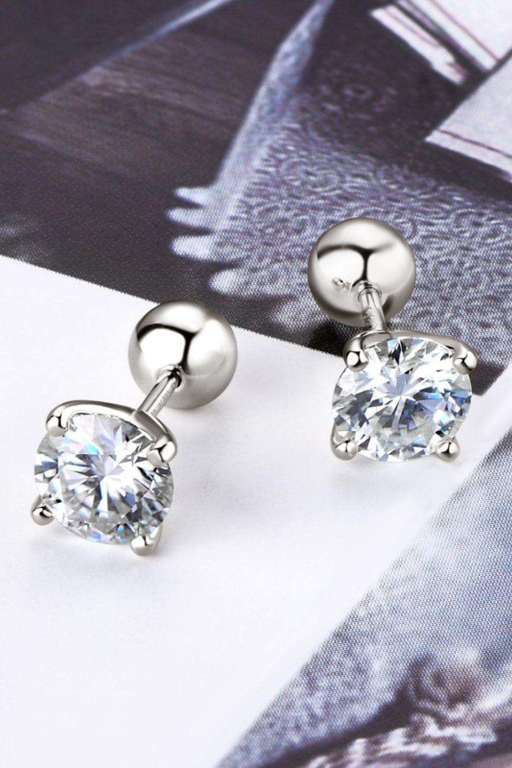 2 Carat Moissanite 925 Sterling Silver Stud Earrings - Trendsi - Flyclothing LLC