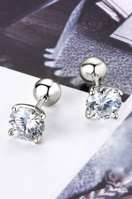 2 Carat Moissanite 925 Sterling Silver Stud Earrings - Trendsi
