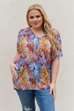 Be Stage Full Size Printed Dolman Flowy Top - Trendsi - Flyclothing LLC