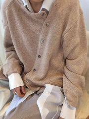 Dropped Shoulder Buttoned Cardigan - Trendsi