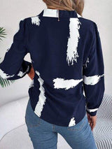 Printed Collared Neck Button Up Shirt - Trendsi - Flyclothing LLC